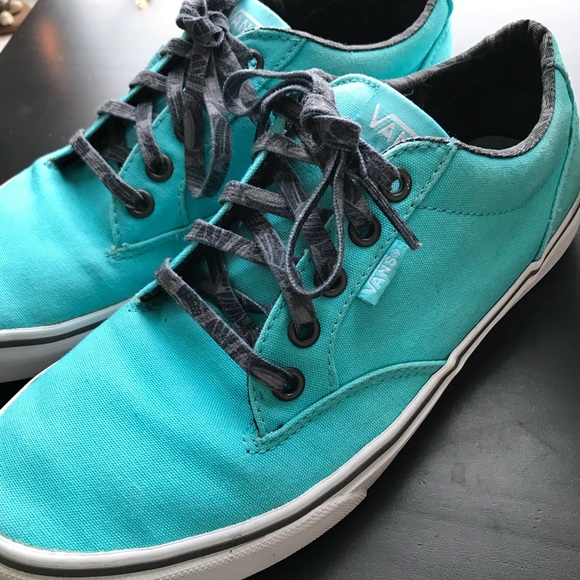 gray and turquoise vans